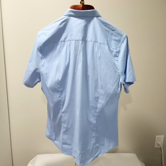 H&M PREMIUM COTTON LIGHT BLUE SHORT SLEEVE DRESS SHIRT SIZE XL - Picture 4 of 5